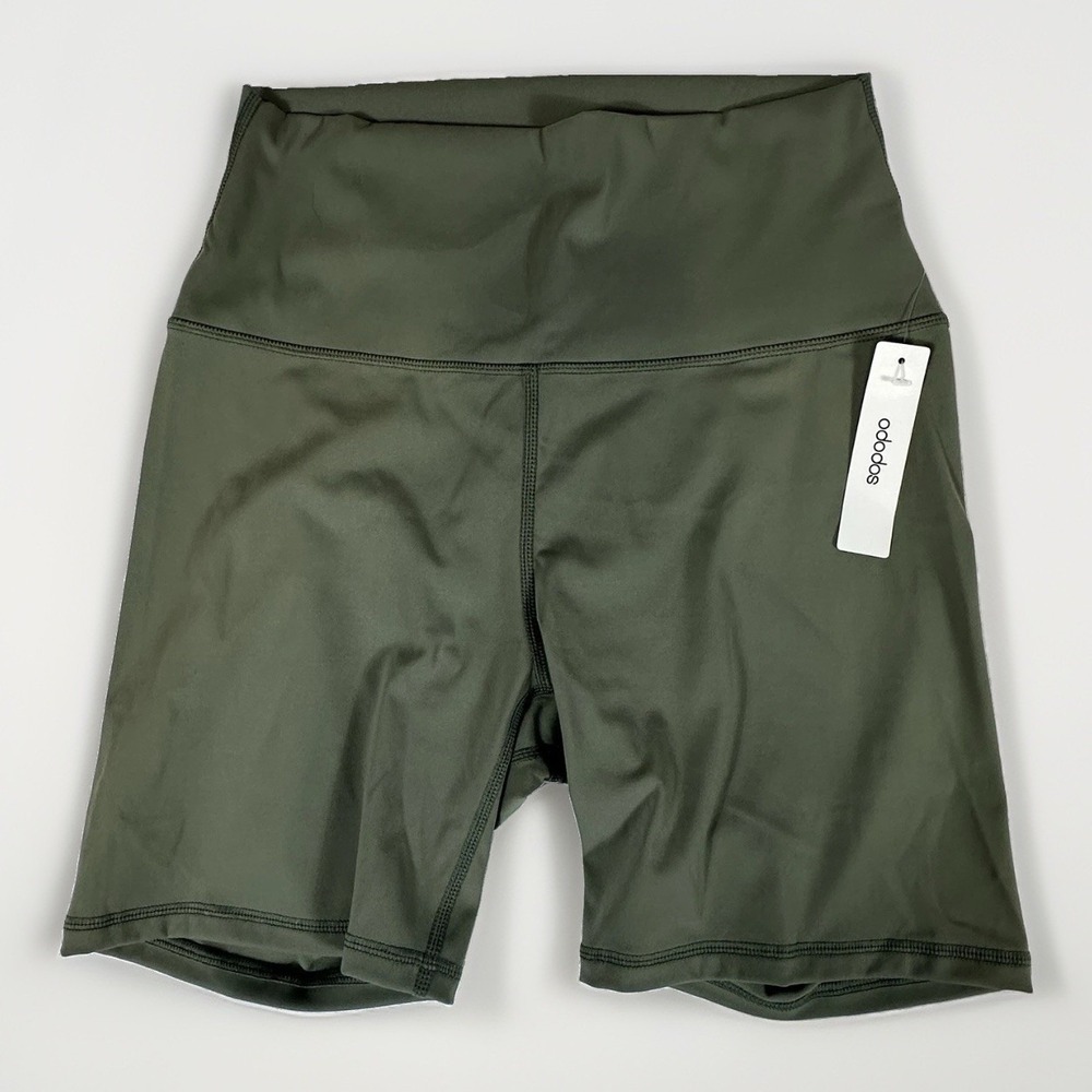 ODODOS Biker Shorts Womens M Olive Green High Rise Stretch Yoga Athleisure NWT